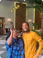 Happy team member at office