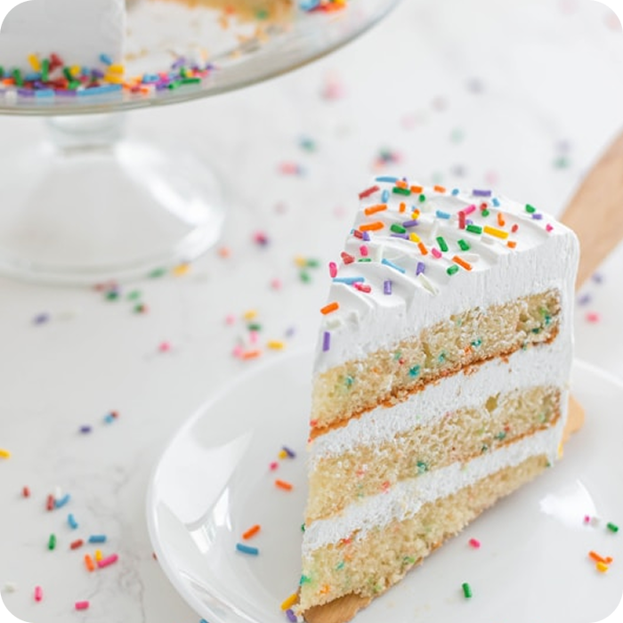 Birthday cake with colorful sprinkles